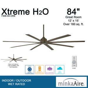 MINKA-AIRE F896-84-ORB Xtreme H2O 84 Inch Outdoor Ceiling Fan with DC Motor in Oil Rubbed Bronze Finish