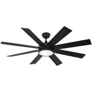 YITAHOME Black 60 Inch Ceiling Fan with Light and Remote, DC Fanlight for Indoor Outdoor, Modern Light Fan with Reversible 6 Speeds, 3 Color Temperatures, Memory Function, Quiet Motor