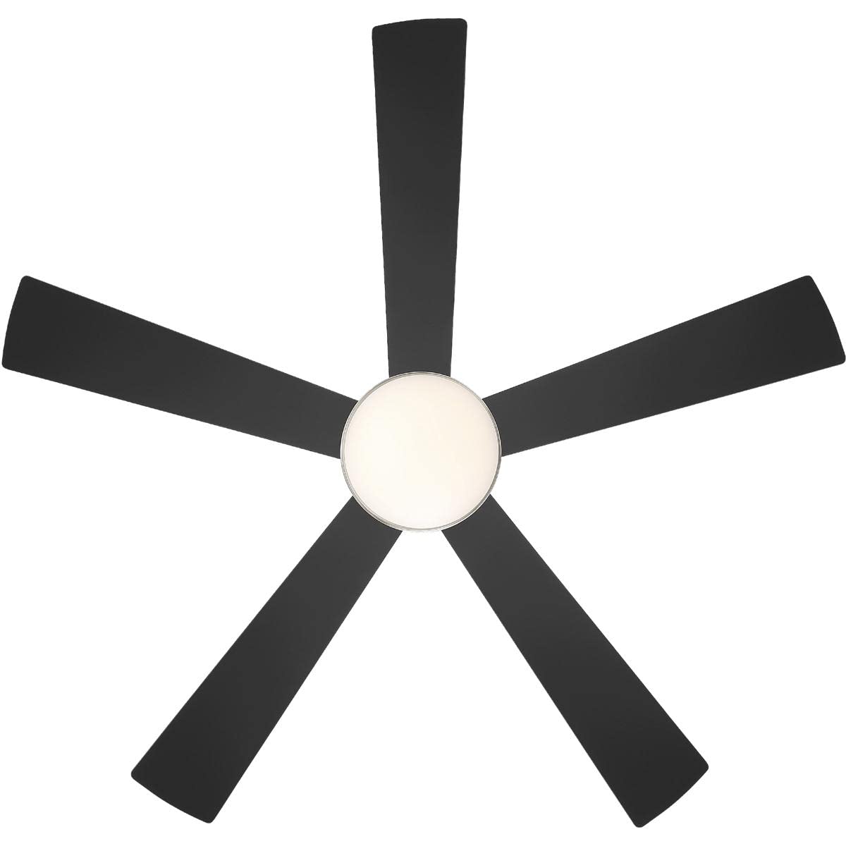 WAC Lighting Eclipse Indoor and Outdoor 5-Blade Smart Ceiling Fan 54in Brushed Nickel Matte Black with 3000K LED and Remote Control works with Alexa and iOS or Android App