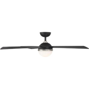 WAC Lighting Eclipse Indoor and Outdoor 5-Blade Smart Ceiling Fan 54in Brushed Nickel Matte Black with 3000K LED and Remote Control works with Alexa and iOS or Android App