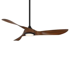 wac smart fans swirl indoor and outdoor 3-blade ceiling fan 54in matte black koa with 3000k led light kit and remote control works with alexa and ios or android app