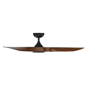 WAC Smart Fans Swirl Indoor and Outdoor 3-Blade Ceiling Fan 54in Matte Black Koa with 3000K LED Light Kit and Remote Control works with Alexa and iOS or Android App