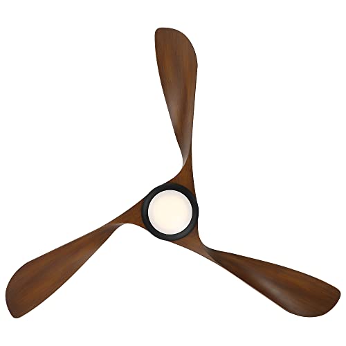 WAC Smart Fans Swirl Indoor and Outdoor 3-Blade Ceiling Fan 54in Matte Black Koa with 3000K LED Light Kit and Remote Control works with Alexa and iOS or Android App