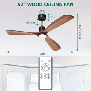 Obabala 60 '' Ceiling Fan with Light Remote Control Modern 3 Wood Blade Ceiling Fans Reversible Silent DC Motor Outdoor Patios Farmhouse Bedroom Ceiling Fan