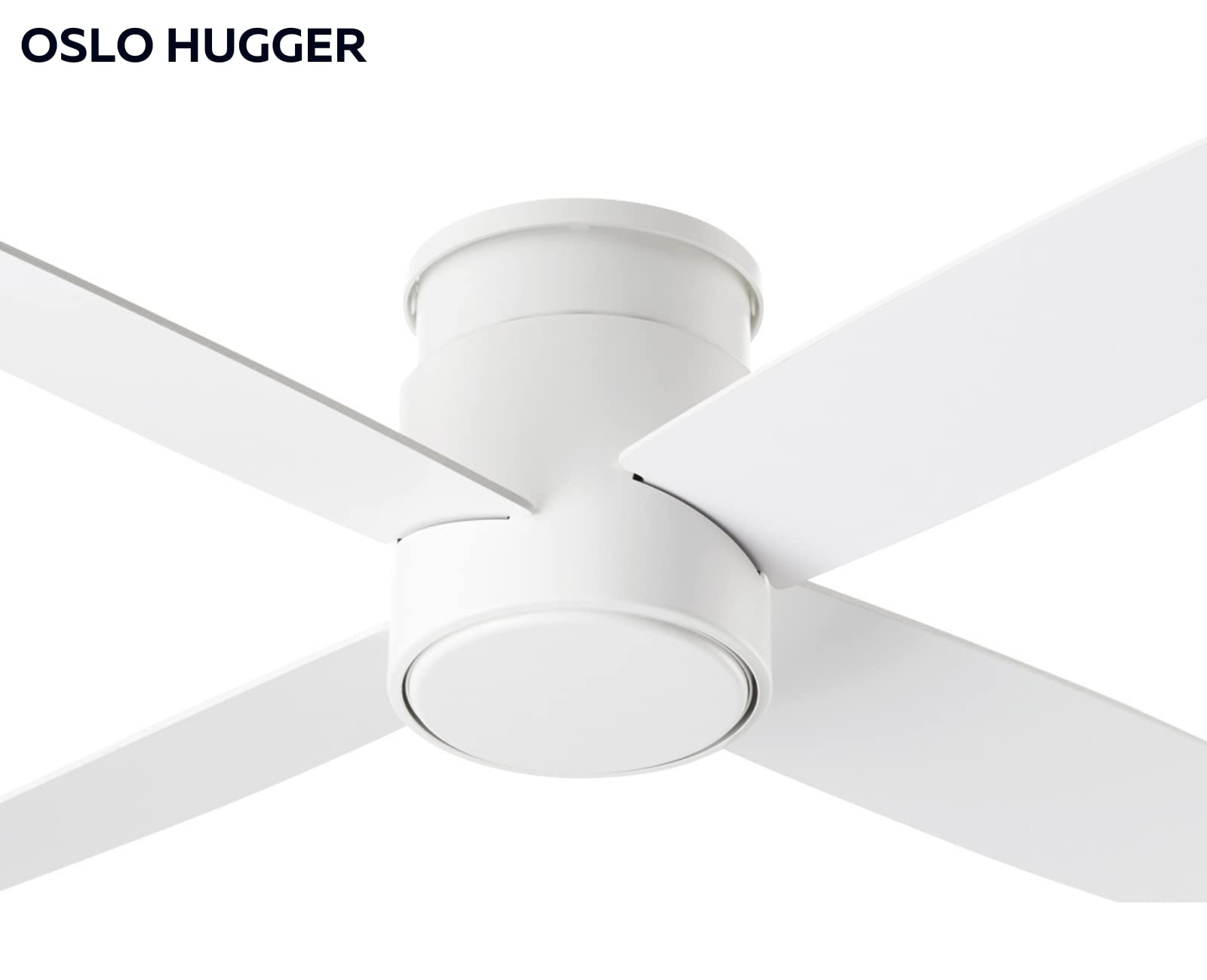 LUZAIRE DESIGN Oxygen 3-102-6 | Oslo 52" Four Blade Hugger I Modern Ceiling Fan – White | Three Speed Reversible Motor With Optional Remote Control | Damp-Rated (52 Inch, White)