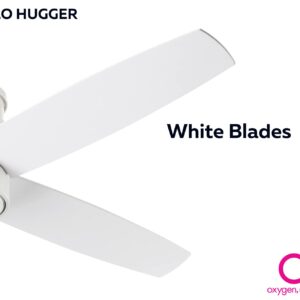 LUZAIRE DESIGN Oxygen 3-102-6 | Oslo 52" Four Blade Hugger I Modern Ceiling Fan – White | Three Speed Reversible Motor With Optional Remote Control | Damp-Rated (52 Inch, White)