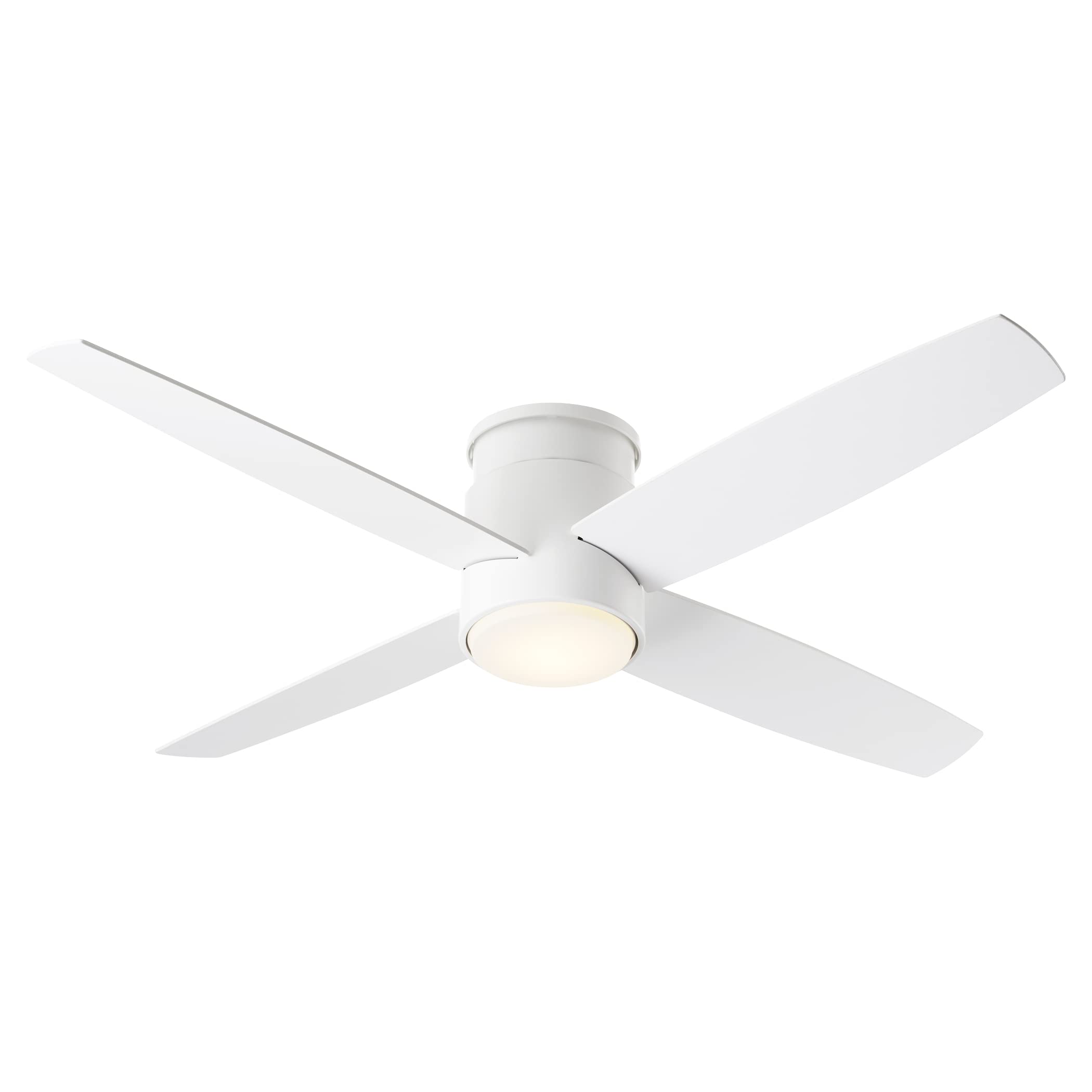 LUZAIRE DESIGN Oxygen 3-102-6 | Oslo 52" Four Blade Hugger I Modern Ceiling Fan – White | Three Speed Reversible Motor With Optional Remote Control | Damp-Rated (52 Inch, White)