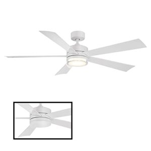 Wynd Smart Indoor and Outdoor 5-Blade Ceiling Fan 60in Matte White with 3000K LED Light Kit and Remote Control works with Alexa, Google Assistant, Samsung Things, and iOS or Android App