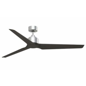 triaire custom - 3 blade ceiling fan-15.92 inches tall and 64 inches wide-silver finish-dark walnut blade color