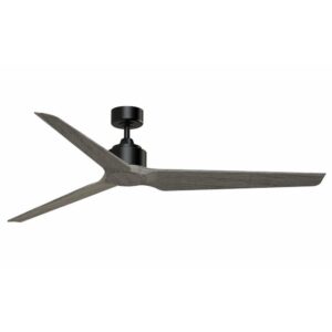 fanimation triaire custom - 3 blade ceiling fan-15.92 inches tall and 64 inches wide-black finish-weathered wood blade color