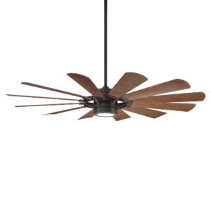 windmill indoor and outdoor 12-blade smart ceiling fan 65in oil-rubbed bronze dark walnut with 3000k led light kit and remote control works with alexa and ios or android app