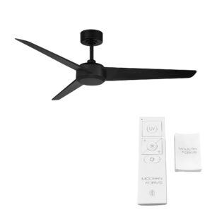 modern forms ultra indoor and outdoor 3-blade smart ceiling fan 54in matte black uv-c led up-light kit and remote control