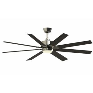 levon custom - 8 blade ceiling fan with light kit-16.27 inches tall and 64 inches wide-brushed nickel finish-dark walnut
