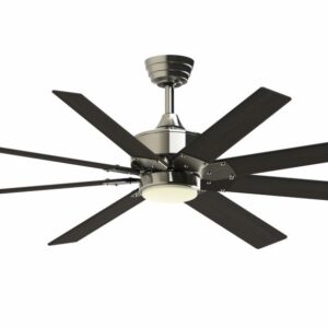 Levon Custom - 8 Blade Ceiling Fan with Light Kit-16.27 Inches Tall and 64 Inches Wide-Brushed Nickel Finish-Dark Walnut