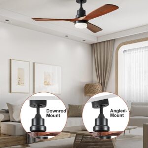 Chriari Ceiling Fans with Lights, 60" Wood Ceiling Fan with Remote Control, 3 Walnut Fan Blades Reversible Quiet DC Motor 6 Speeds Timing Farmhouse Ceiling Fan for Patios Bedroom Living Room