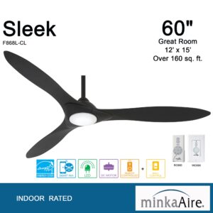 MINKA-AIRE F868L-CL/CL Sleek 60" Smart Ceiling Fan with LED Light, Remote and Wall Control