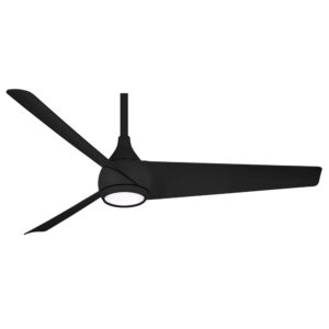 minka-aire f678l-cl twist 52" ceiling fan with led lights and remote control, coal