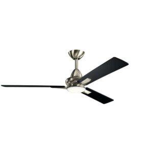 kichler 300031bss kosmus 52'' ceiling fan with led lights & remote control, brushed stainless steel
