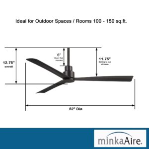 MINKA-AIRE F787-CL Simple 52 Inch Outdoor 3 Blade Ceiling Fan with DC Motor in Coal Finish