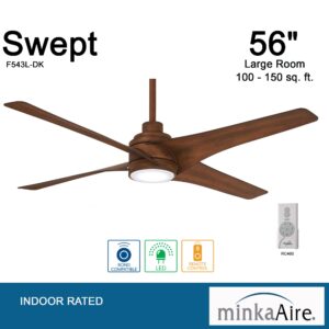 MINKA-AIRE F543L-DK Swept 56 Inch Ceiling Fan with Integrated 20W LED Dimmable Light in Distressed Koa Finish