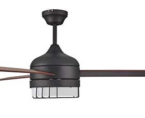 Design House 157347 Ajax Industrial Modern Indoor Ceiling Fan with LED Light Kit, 3-Blades, Reverse Airflow, Wall Control, 52-inch, Oil Rubbed Bronze