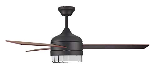 Design House 157347 Ajax Industrial Modern Indoor Ceiling Fan with LED Light Kit, 3-Blades, Reverse Airflow, Wall Control, 52-inch, Oil Rubbed Bronze