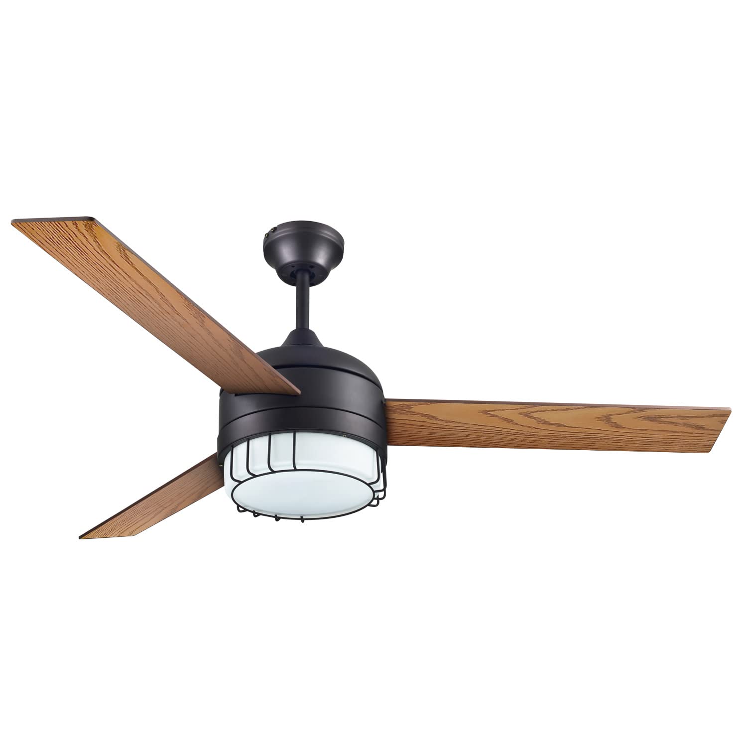 Design House 157347 Ajax Industrial Modern Indoor Ceiling Fan with LED Light Kit, 3-Blades, Reverse Airflow, Wall Control, 52-inch, Oil Rubbed Bronze