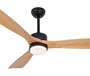 revoici 52” Ceiling Fans with Lights Remote Control,Indoor Outdoor Wood Ceiling Fan with 3 Blade for Patio Living Room, Bedroom, Office, Summer House, Etc