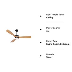 revoici 52” Ceiling Fans with Lights Remote Control,Indoor Outdoor Wood Ceiling Fan with 3 Blade for Patio Living Room, Bedroom, Office, Summer House, Etc