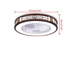 Xuthusman LED Invisible Ceiling Fan Light Round Dimmable Chandelier 3-Speed Invisible Fan 64W w/Remote Control