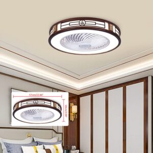 Xuthusman LED Invisible Ceiling Fan Light Round Dimmable Chandelier 3-Speed Invisible Fan 64W w/Remote Control