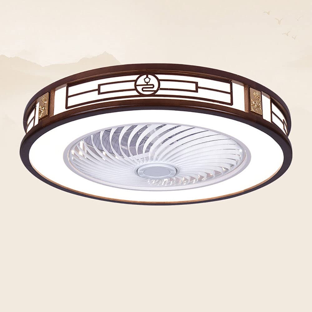 Xuthusman LED Invisible Ceiling Fan Light Round Dimmable Chandelier 3-Speed Invisible Fan 64W w/Remote Control