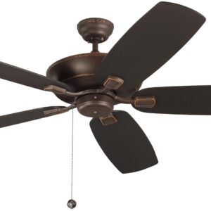 Monte Carlo 5CSM60RB Colony Super Max Dual Mount 60'' Outdoor Ceiling Fan with Pull Chain, 5 Blades, Roman Bronze