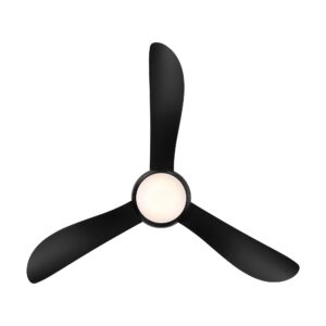 Corona Smart Indoor and Outdoor 3-Blade Flush Mount Ceiling Fan 44in Matte Black 3000K LED Light Kit and Remote Control works with Alexa, Google Assistant, Samsung Things, and iOS or Android App