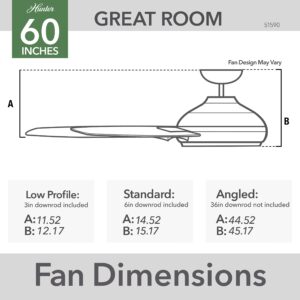 Hunter Fan Company 51590 Downtown Ceiling Fan, Matte Black, AAA