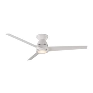 modern forms tip top smart indoor and outdoor 3-blade flush mount ceiling fan 52in matte white with 2700k led light kit and remote control worksworks with alexa and ios or android app