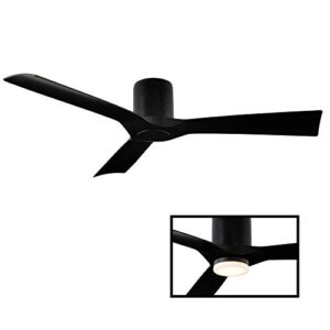 Aviator Indoor and Outdoor 3-Blade Smart Flush Mount Ceiling Fan 54in Matte Black with Wall Control (Light Kit Sold Separately)