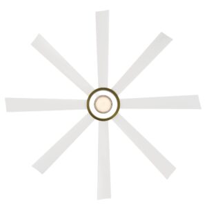 Aura Indoor and Outdoor 8-Blade 72in Smart Ceiling Fan in Soft Brass Matte White with 3000K LED Light Kit and Remote Control works with Alexa and iOS or Android App