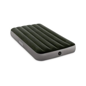 Intex 64763E Dura-Beam Standard Downy Air Mattress: Fiber-Tech – Queen Size – Built-in Foot Pump – 10in Bed Height – 600lb Weight Capacity