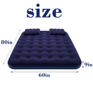 Outraveler Queen Size Air Mattress Inflatable Bed with Pump and Pillows,Blow Up Mattress for Camping and Home