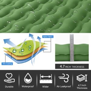 NOWTOWIN Double Sleeping Pad, 4.7 Inch Extra Thick Comfort Sleeping Mat for Backpacking Hiking Outdoor, Queen Camping Air Mattress with Built in Foot Pump, Compact Inflatable Camping Mat with Pillow