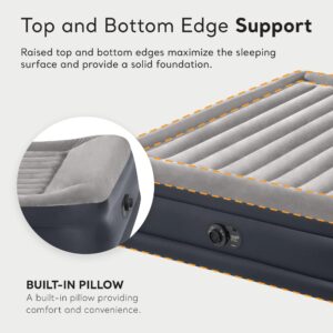 Intex Dura Beam Plus Deluxe Raised Pillow Inflatable Blow Up Portable Firm Air Mattress with Built-in Internal Air Pump, King-Sized Bed