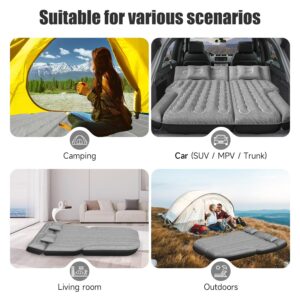 DikaSun Inflatable SUV Air Mattress Bed Car Mattress for SUV, Double-Sided Flocking Travel Camping Bed Car Air Mattress, Car Sleeping Mattress Bed for Universal SUV with Car Air Pump 2 Pillows