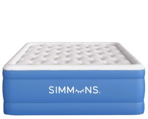 simmons rest aire mattress air bed with side built-in pump and soft velveteen topper, 17" queen