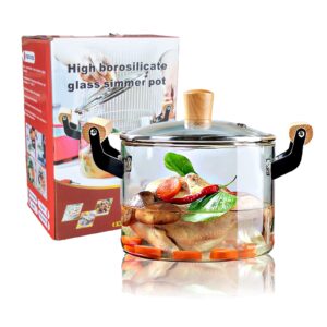 4.5L Glass Stock Pot with Lid Heat Resistant Borosilicate Potpourri Simmer Pot with Cover Stovetop Safe Clear Pot Saucepan for Milk Food Soup (152 OZ)