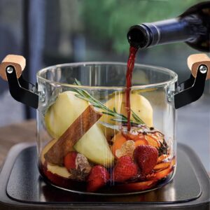 4.5L Glass Stock Pot with Lid Heat Resistant Borosilicate Potpourri Simmer Pot with Cover Stovetop Safe Clear Pot Saucepan for Milk Food Soup (152 OZ)