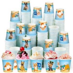 500 pack 3 oz paper cups disposable bathroom cups small mouthwash cups kids animal beverage drinking cups for home, office, travel, party (beach dog)