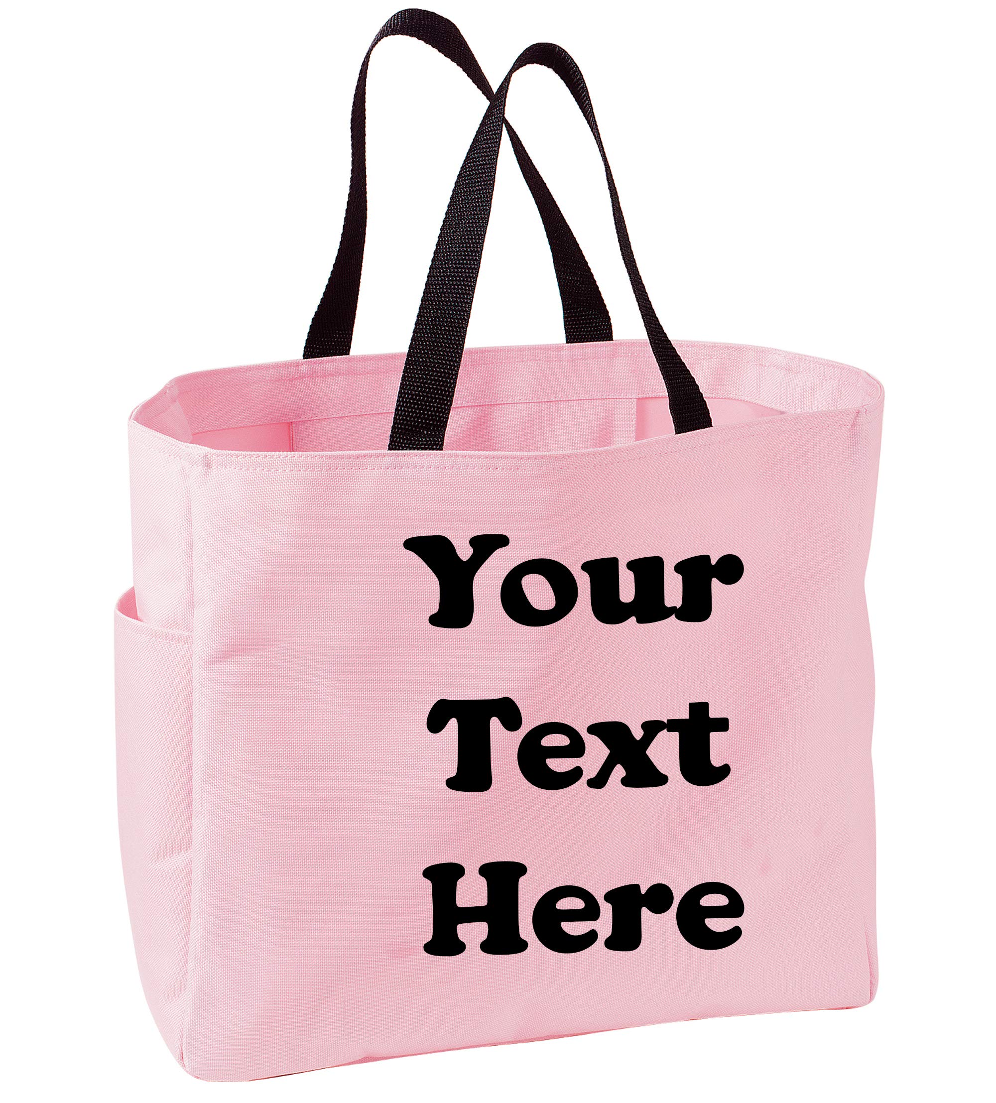 all about me company Personalized Monogrammed Shoulder Bag with Custom Text Essential Canvas Tote Bag with Customizable Embroidered Monogram (Pink)