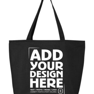 shop4ever Personalized Custom Design Your Own Heavy Canvas Tote with Zipper Reusable Shopping Bag Black 1 Pack