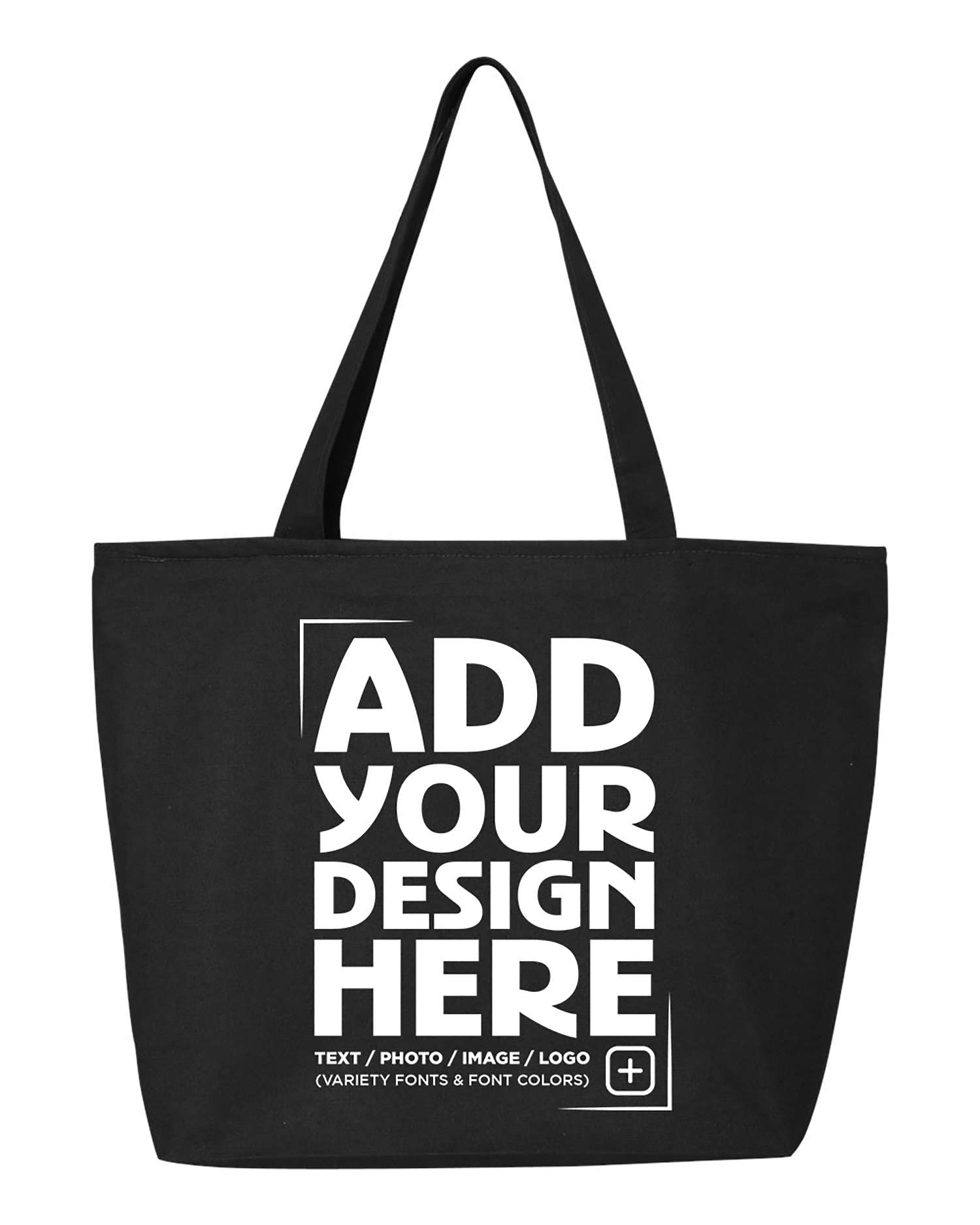 shop4ever Personalized Custom Design Your Own Heavy Canvas Tote with Zipper Reusable Shopping Bag Black 1 Pack